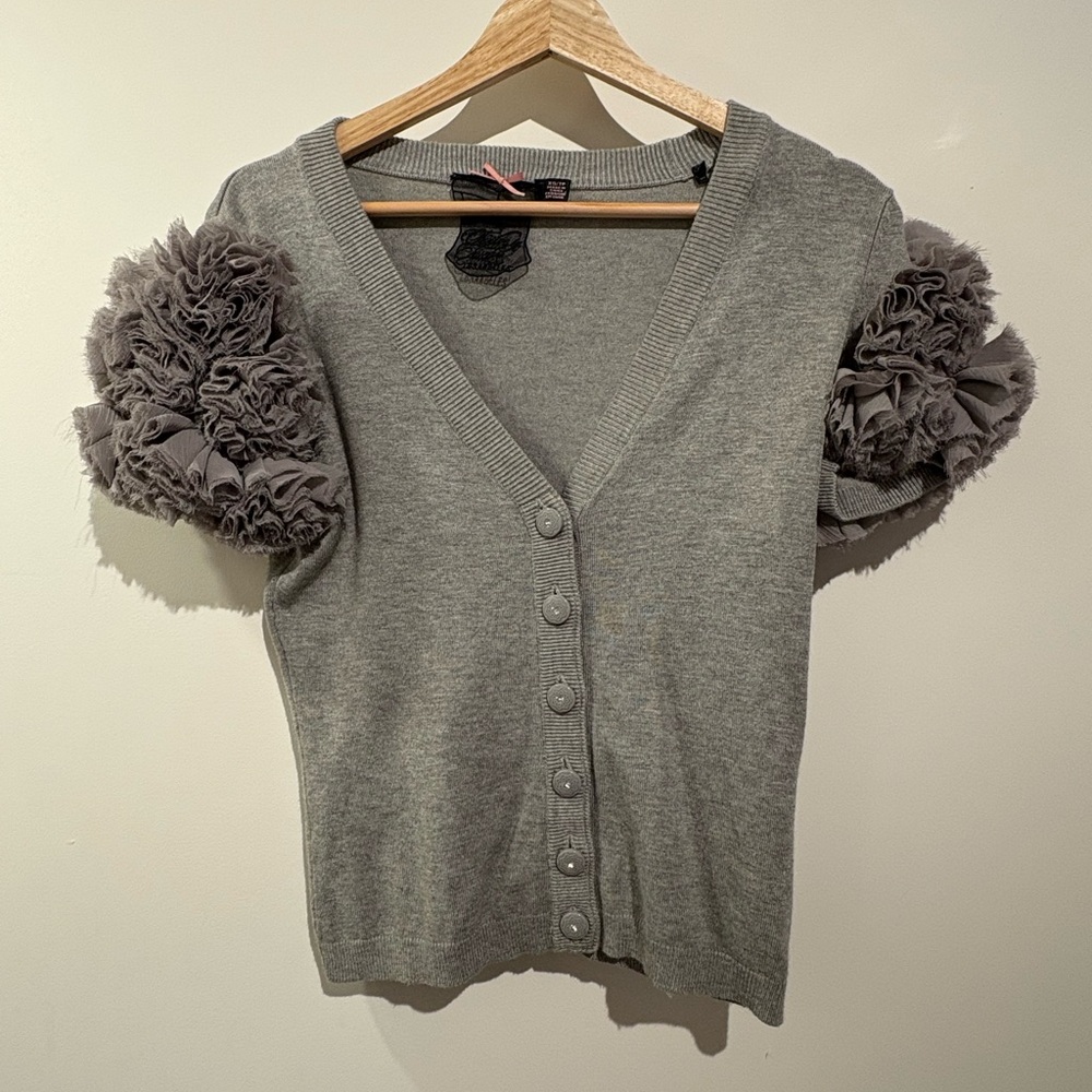 Twelve by Twelve Gray Ruffle Sleeve Cardigan